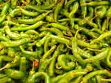 Long, green, crinkly hot peppers