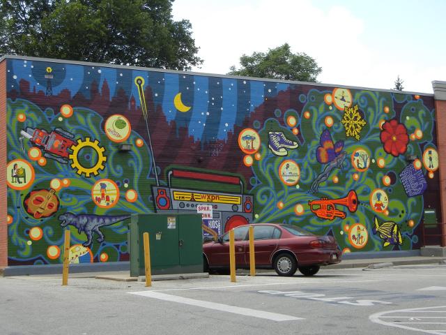 wonders of radio mural  kids corner mural   cvs  43rd at locust  west philadelphia